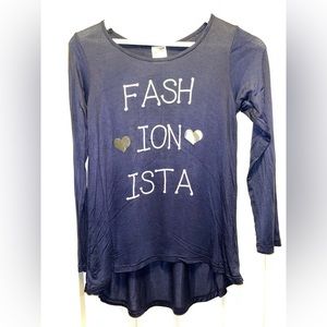 Blue Girls Long Sleeve Top